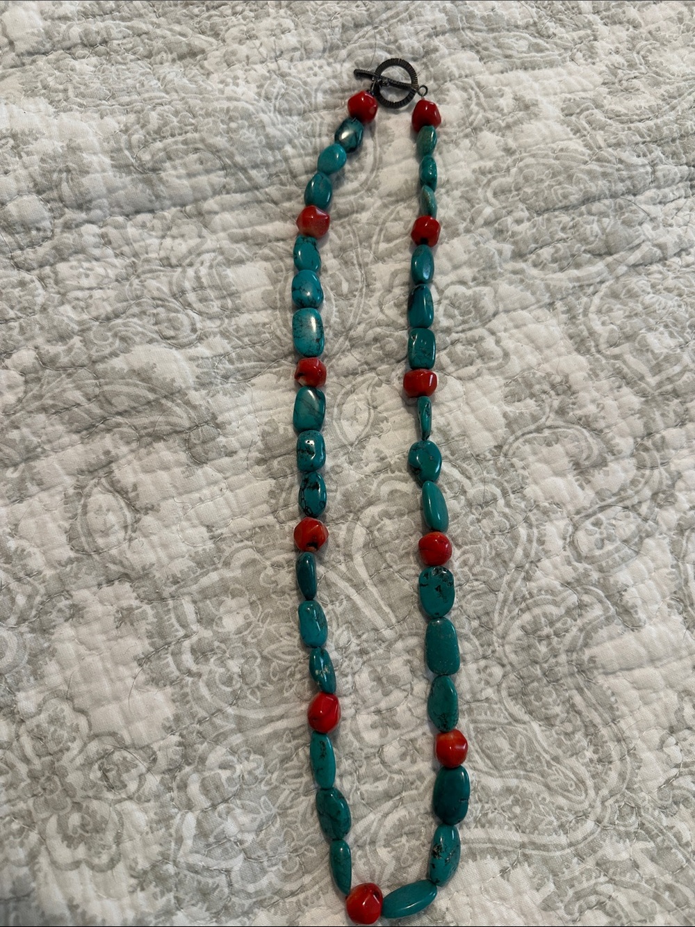 Turquoise and Red Beaded Women’s Necklace
